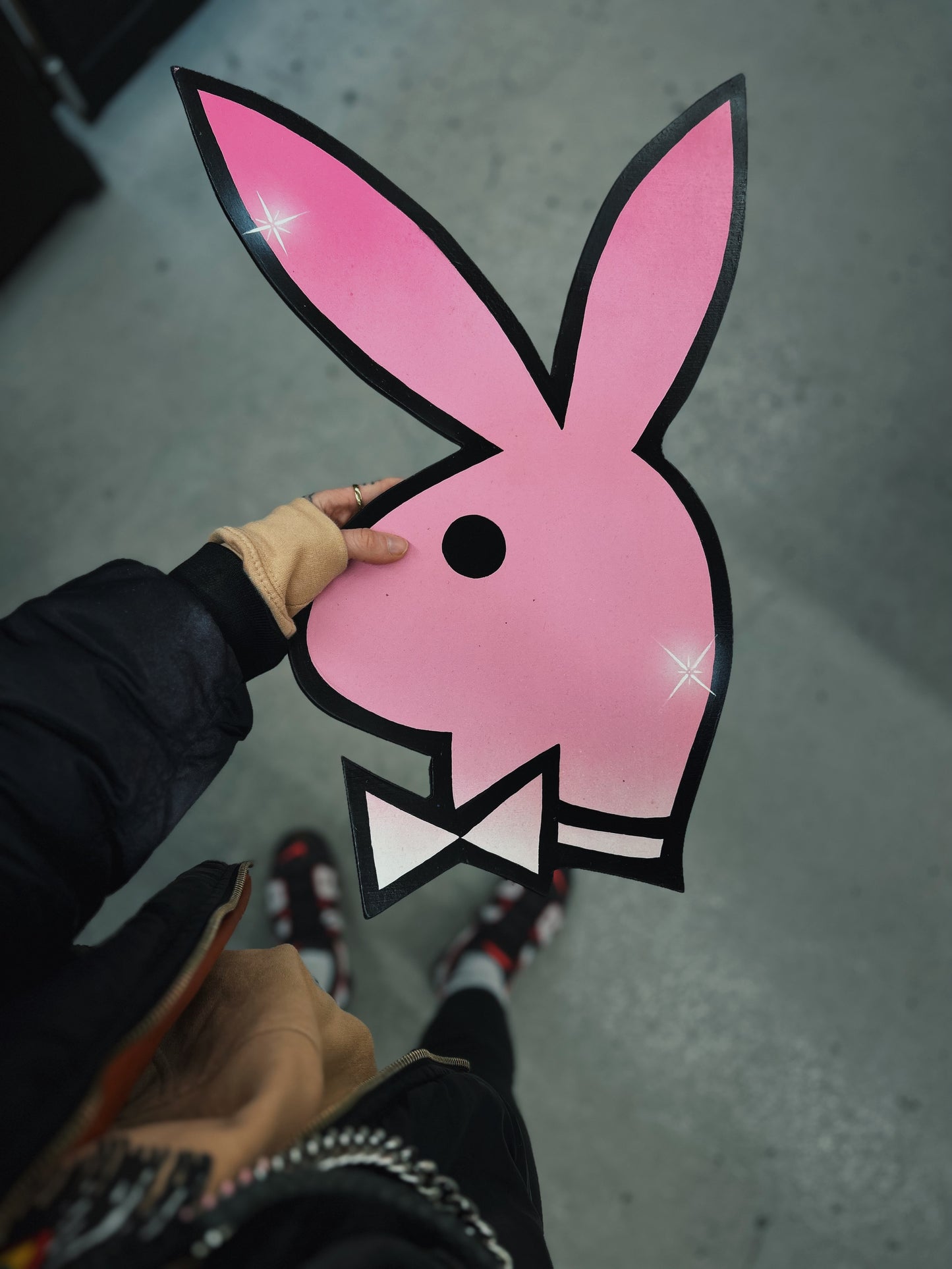 BABY PINK LARGE WOOD BUNNY
